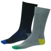 Walktall - Contrast Heel Toe Sock (2 Pair Pack) - Black/Grey