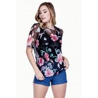 WATERCOLOUR FLOWER MESH T-SHIRT