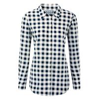 Washed Silk Blouse (Blue Gingham Print / 20)