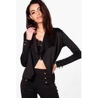 Waterfall Button Detail Jacket - black