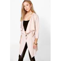 Waterfall Skinny Belt Duster - stone