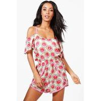 watermelon cold shoulder beach playsuit pink