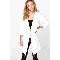 Waterfall Skinny Belt Duster - cream