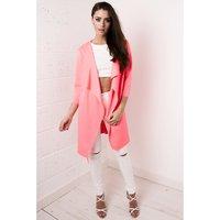 Waterfall Belted Jacket in Neon Pink
