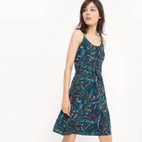 Wax Printed Dress with Shoestring Straps
