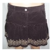 Warehouse Size 12 Dark Brown Corduroy Mini Skirt