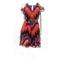 Warehouse Size 10 Bright Multi-coloured Abstract ZigZag Triangle Print Summer Dress