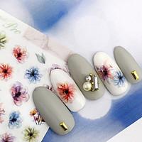 Water Transfer Printing Illusion Translucence Sfumato Flower Nail Stickers