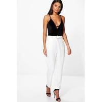 waist detail tailored trousers ivory