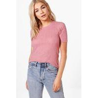 Washed Ribbed Tee - rose