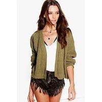 Waffle Knit Cardigan - khaki