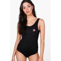 Watermelon Badge Bodysuit - black