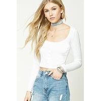 waffle knit henley top