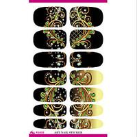 Water Transfer Nail Foil Sticker Black Dream Peacock Feathers Nail Wraps Sticker Elegant