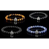 Warrior Charm Beaded Bracelet - 4 Natural Stone Colours