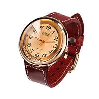 watch women genuine leather band rhinestone quartz analog wrist watch  ...