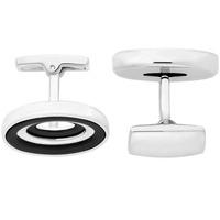 wd london poole rhodium plated and black ip oval cufflinks c2401b