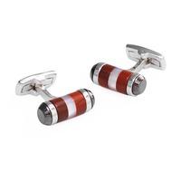 WD London Joule- Jasper and Mother Of Pearl Striped Cufflinks C2575B