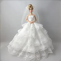 Wedding Dresses For Barbie Doll White Lace Dresses For Girl\'s Doll Toy