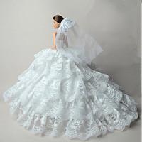 Wedding Dresses For Barbie Doll White Lace Dresses For Girl\'s Doll Toy