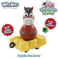 Weebledown Farm Toys Wobbly Figure and Mini Vehicle - Dobbin the Horse with a hay bale