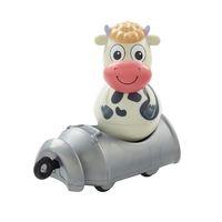 Weebledown Farm Toys Wobbly Figure and Mini Vehicle - Daisy the Cow with a milk churn