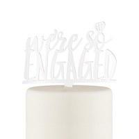 We\'re So Engaged Acrylic Cake Topper - White