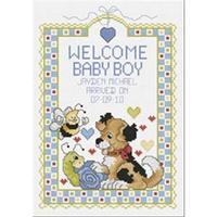 welcome baby boy counted cross stitch kit 7x10 14 count 243225