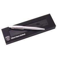 West Ham Silver Etched Ball Point Pen In Fan Gift Box Brushed Metal Official