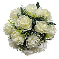 Wedding Flowers Round Roses Bouquets Wedding Satin Ivory 11.02\