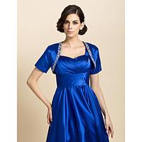 Wedding Wraps Coats/Jackets Short Sleeve Stretch Satin Royal Blue Party/Evening / Casual T-shirt Open Front