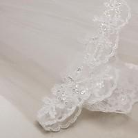 wedding veil two tier elbow veils lace applique edge 315 in 80cm tulle