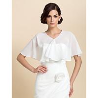 Wedding Wraps Capelets Short Sleeve Chiffon White Party/Evening Open Front