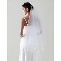 wedding veil one tier fingertip veils ribbon edge 5512 in 140cm tulle  ...