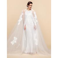 wedding wraps hoods ponchos capes long sleeve lace tulle white wedding ...