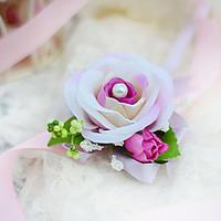 Wedding Flowers Hand-tied Roses Wrist Corsages Wedding Party/ Evening Cotton Silk