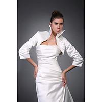 Wedding Wraps Coats/Jackets 3/4-Length Sleeve Satin Ivory Wedding High Neck T-shirt Open Front