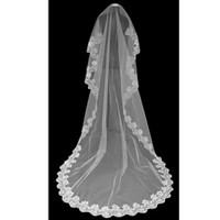 wedding veil one tier cathedral veils lace applique edge 11811 in 300c ...