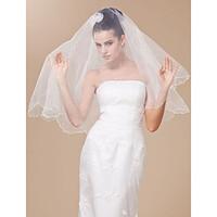 wedding veil one tier fingertip veils scalloped edge pearl trim edge 4 ...