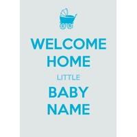 welcome home baby boy personalised new baby card