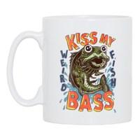 Weird Fish Kiss my Bass Graphic Print Mug White Size ONE