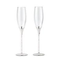 Wedding Champagne Glasses with Glass Gems in Stem