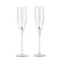 wedding champagne glasses with glass gems in stem