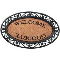 Welcome Design Oval Rubber Backed Coir Doormat by Fallen Fruits