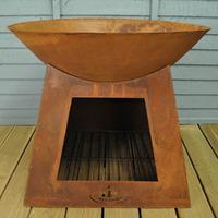 Weathered Metal Fire Bowl with Storage by Fallen Fruits