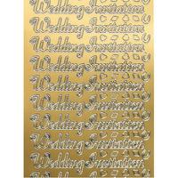 Wedding Invitation Gold Celebratory Text Stickers. Each