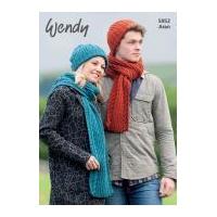 Wendy Mens & Ladies Hat & Scarf Knitting Pattern 5952 Aran