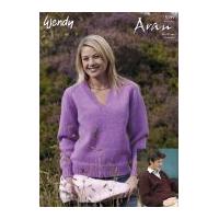 Wendy Ladies V Neck Sweater Knitting Pattern 5199 Aran