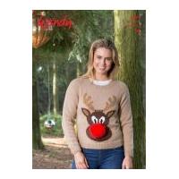 Wendy Ladies Christmas Raglan Sweater Mode Knitting Pattern 5871 DK