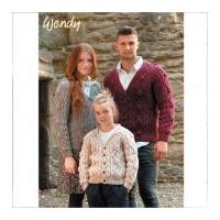 wendy family cable cardigans knitting pattern 5740 aran